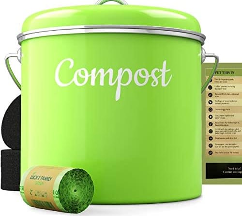 Compost Bin Kitchen Container - Indoor Countertop Composter Sealed Pail ...
